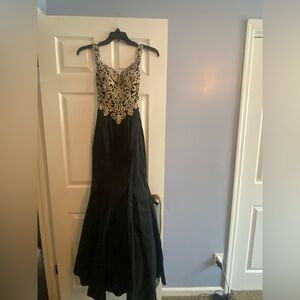 Elegant Black and Gold Evening Gown